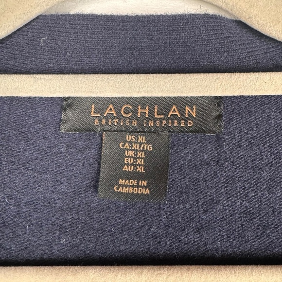 Lachlan British Inspired Men’s Lightweight Navy Wool Cashmere Cardigan Size M - Picture 4 of 8